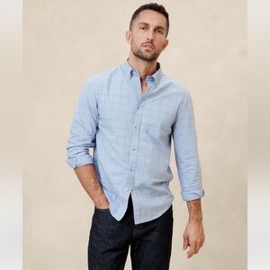 Banana Republic Slim Untucked Soft-wash Cotton Casual Shirt Size Medium